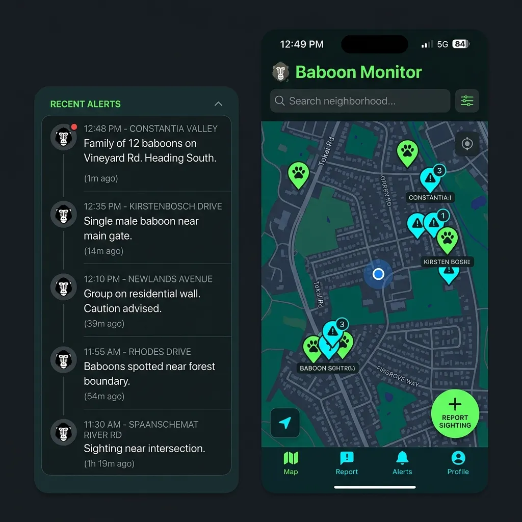 WildNeighbour App — Community baboon sighting tracker